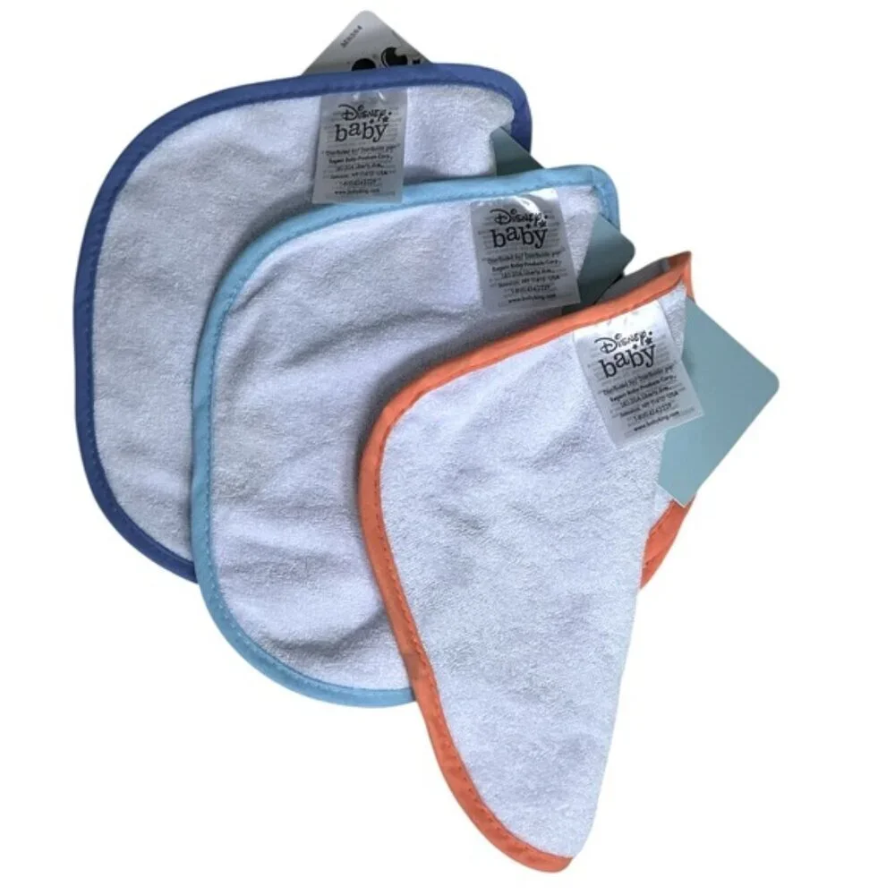 Disney Mickey Mouse Baby Bibs Absorbent Terrycloth VeIcro Closure 3 Pc 0-18 mo
